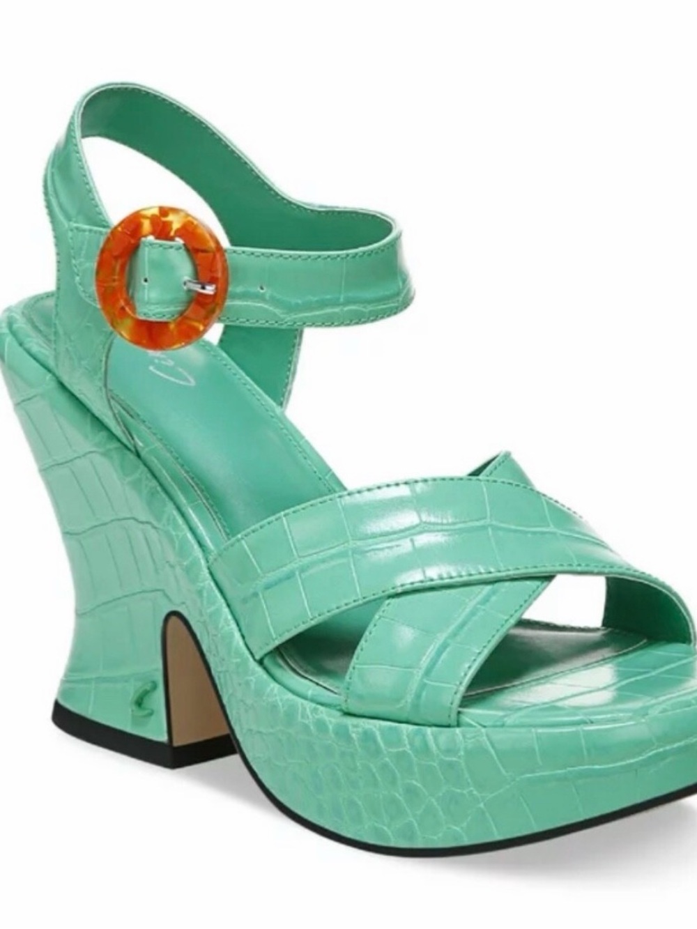 NWOT! Circus by Sam Edelman Peony platform sandals in bright jade green croc - Picture 2 of 8
